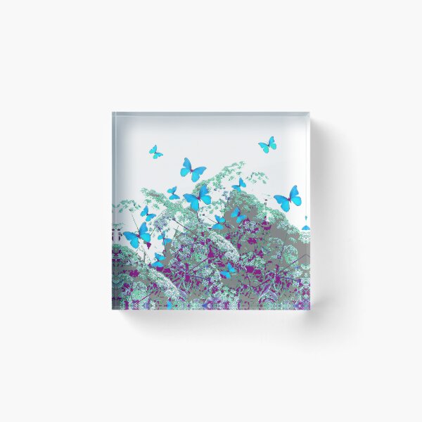 Item preview, BLUE SPRING BUTTERFLIES LACE FLORALS GARDEN GREY ART designed and sold by sharlesart.