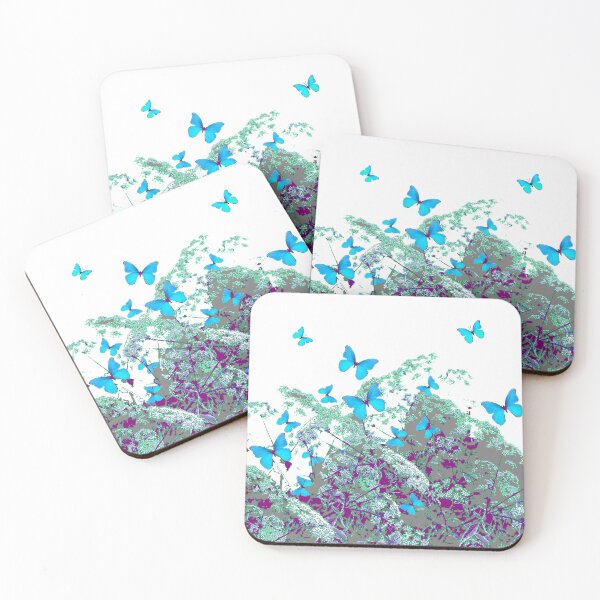 Item preview, BLUE SPRING BUTTERFLIES LACE FLORALS GARDEN GREY ART designed and sold by sharlesart.