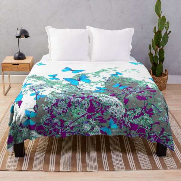 Item preview, BLUE SPRING BUTTERFLIES LACE FLORALS GARDEN GREY ART designed and sold by sharlesart.
