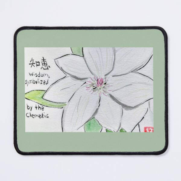 Item preview, Etegami White Clematis Japanese Style Art  designed and sold by EtegamiJourney.