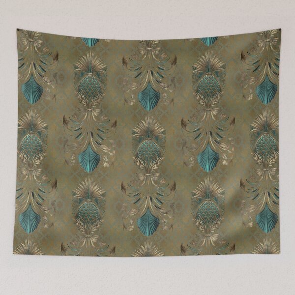 Item preview, Faded Luxury Gold Teal Art Deco Pineapple Ornament  designed and sold by artsandsoul.