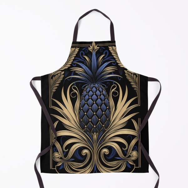 Item preview, Art Deco Exotic Pineapple Design Blue Gold designed and sold by artsandsoul.