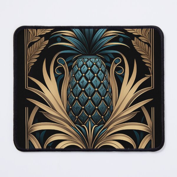 Item preview, Art Deco Exotic Pineapple Design Turquoise Teal Gold designed and sold by artsandsoul.