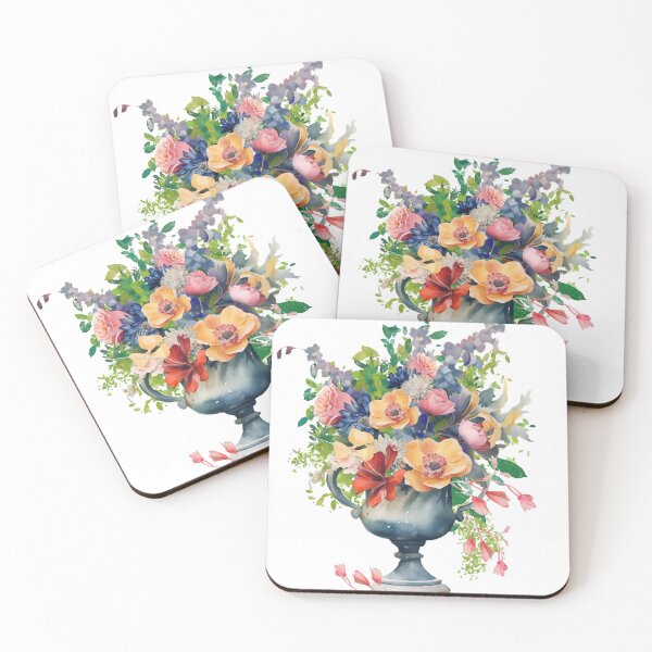 Artikelvorschau, Retro-Aquarellblumen in einer Vase entworfen und verkauft von sonaadalian.