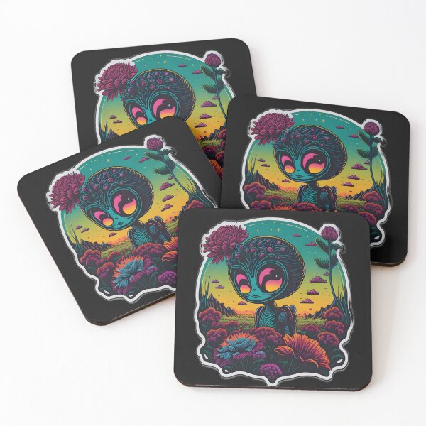 Item preview, Alien Vibrant Flower Imaginative Neon Art Sticker Print T-Shirt designed and sold by HazyEyeDesigns.