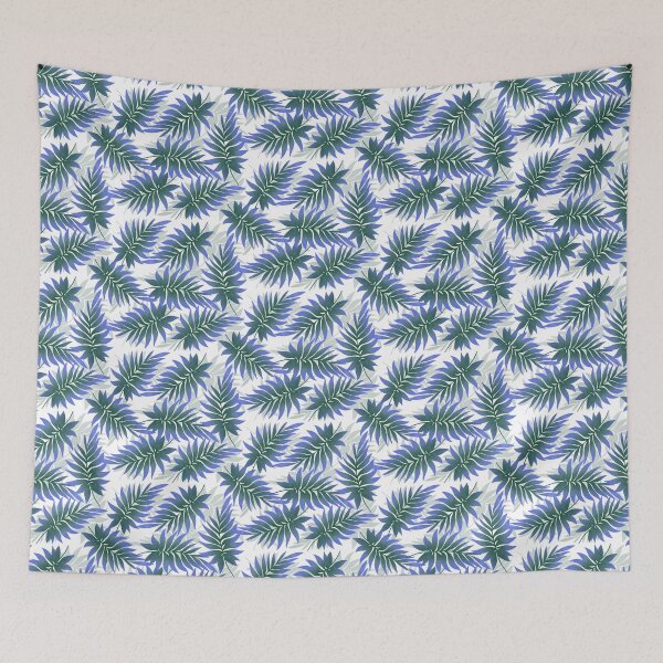 Item preview, Tropical Fern Leaves (Large) - Blue designed and sold by JaselviiStudio.