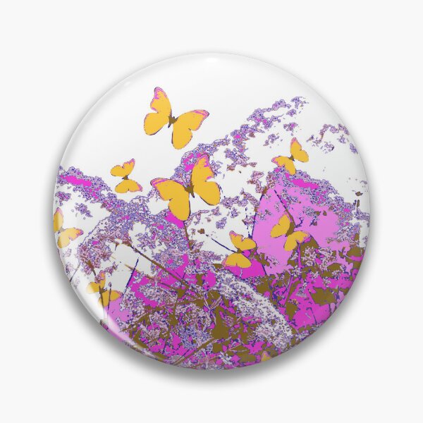 Item preview, YELLOW BUTTERFLIES FUCHSIA-PINK ABSTRACT GARDEN designed and sold by sharlesart.