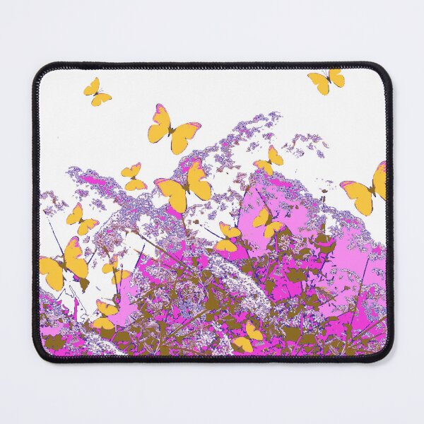 Item preview, YELLOW BUTTERFLIES FUCHSIA-PINK ABSTRACT GARDEN designed and sold by sharlesart.