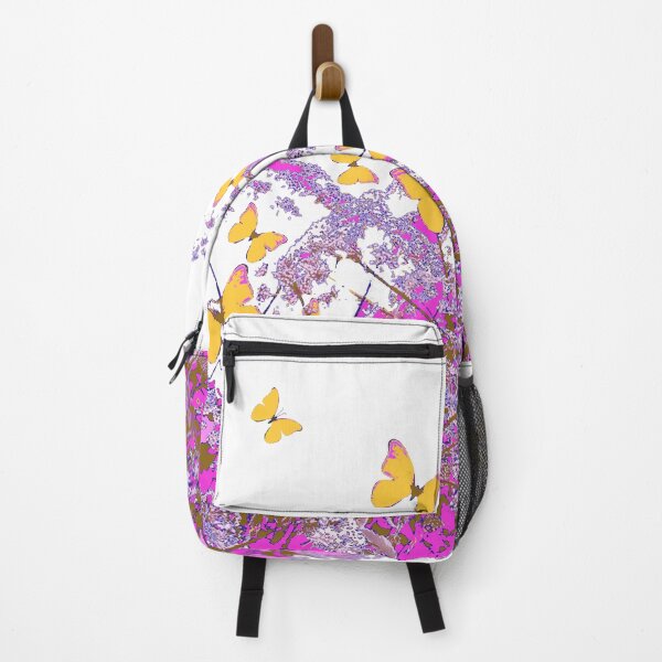 Item preview, YELLOW BUTTERFLIES FUCHSIA-PINK ABSTRACT GARDEN designed and sold by sharlesart.