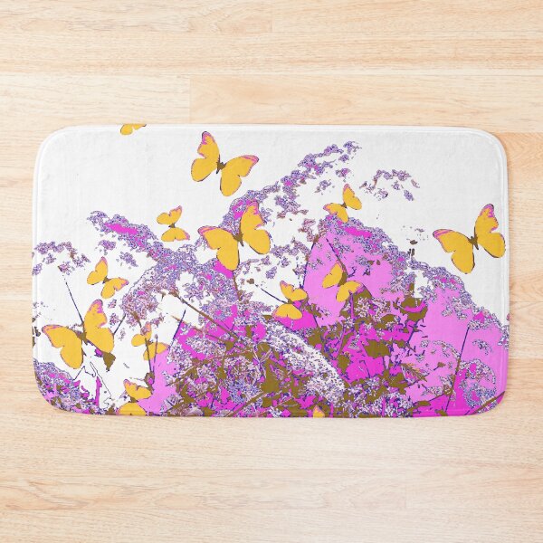 Item preview, YELLOW BUTTERFLIES FUCHSIA-PINK ABSTRACT GARDEN designed and sold by sharlesart.