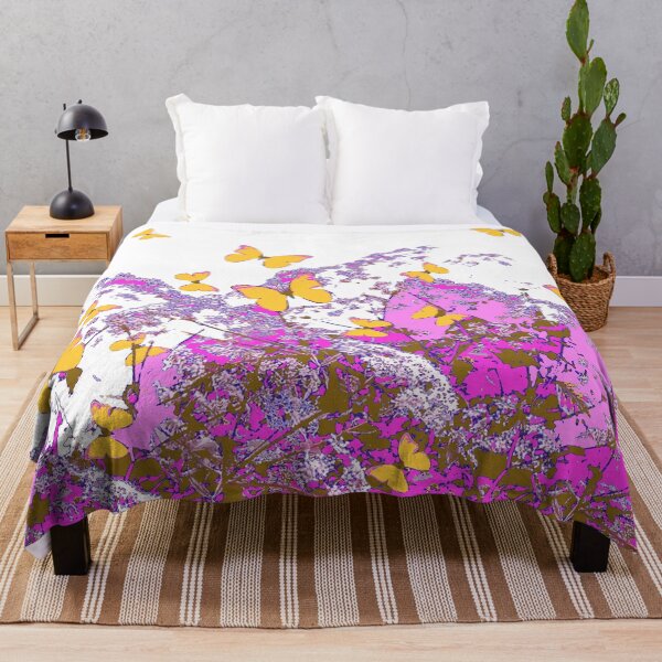 Item preview, YELLOW BUTTERFLIES FUCHSIA-PINK ABSTRACT GARDEN designed and sold by sharlesart.
