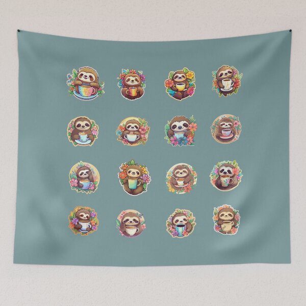 Item preview, Funny Sloths Drinking Coffee **Choose Large Stickers Pack or Magnets!** designed and sold by AdiRemba.