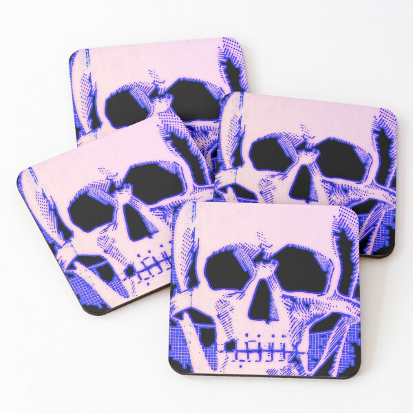 Item preview, Skull with blue outline and crosshatch designed and sold by Punkpaws.