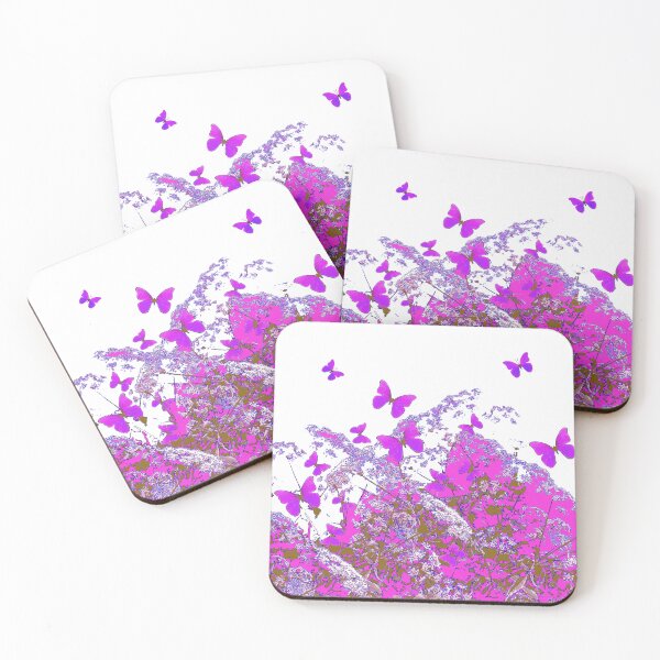Item preview, FUCHSIA- PURPLE BUTTERFLIES ABSTRACT GARDEN ART designed and sold by sharlesart.