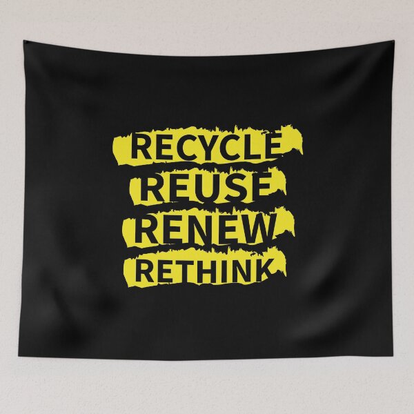 Item preview, recycle reuse renew rethink distrissed yellow designed and sold by WilliamsGFX.