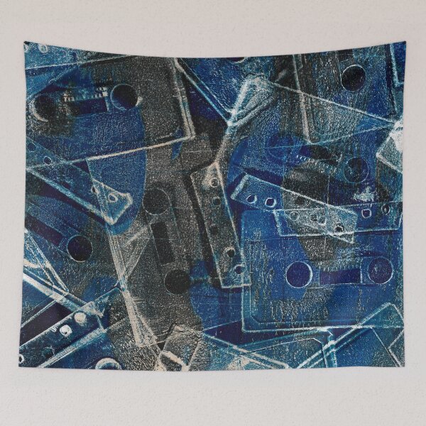 Item preview, Analogue music Cassette abstract print Blue & Black designed and sold by Elizabeth-Banks.