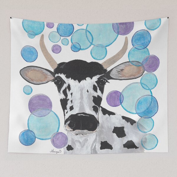 Item preview, Bubbles the Cow; whimsical cow surround by bubbles designed and sold by GeinaB.