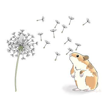 Artwork thumbnail, Hamster Wishes - Hamster with Dandelion by RhondaLuluArt