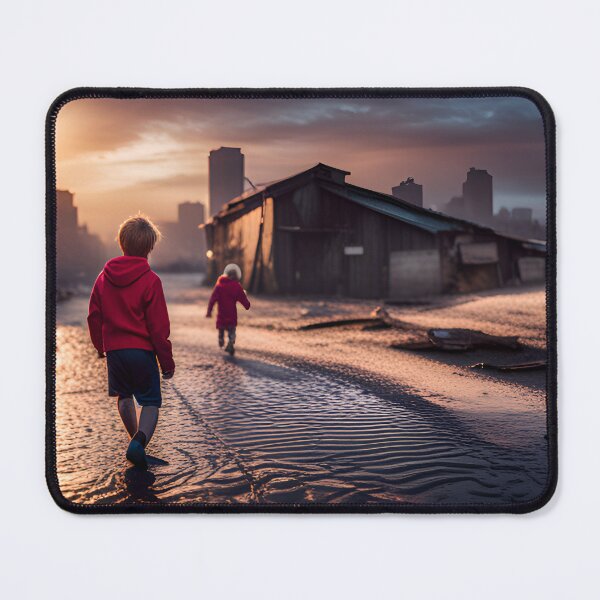 Item preview, Young boy in a flooded street in the sunset designed and sold by ptosis.