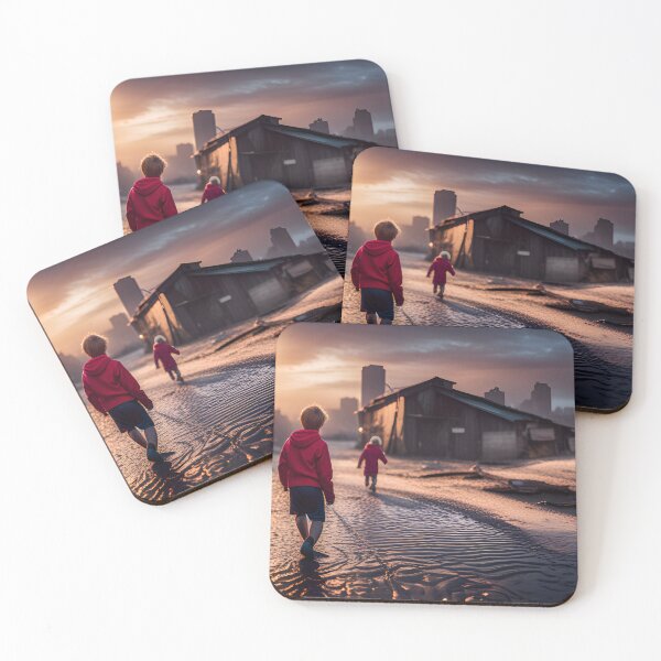 Item preview, Young boy in a flooded street in the sunset designed and sold by ptosis.