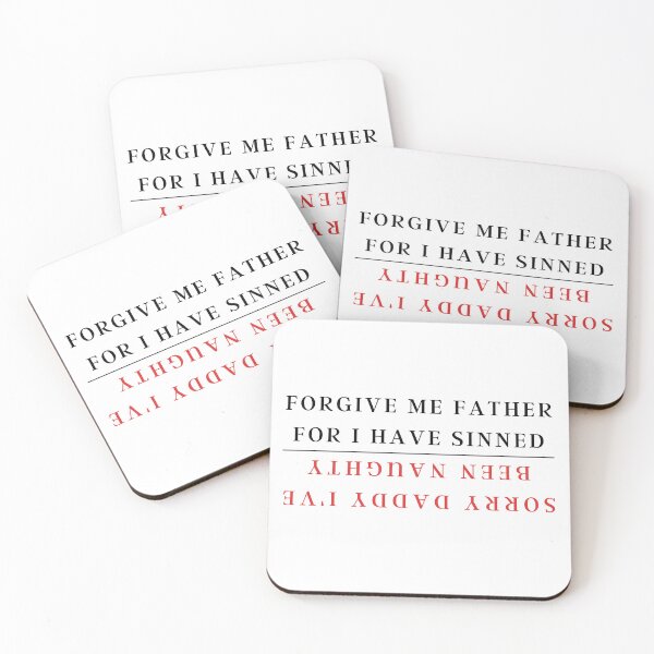 Item preview, Forgive Me Daddy I've Been Naughty | Forgive Me Father For I Have Sinned | Black White And Red designed and sold by KinkShoppe.