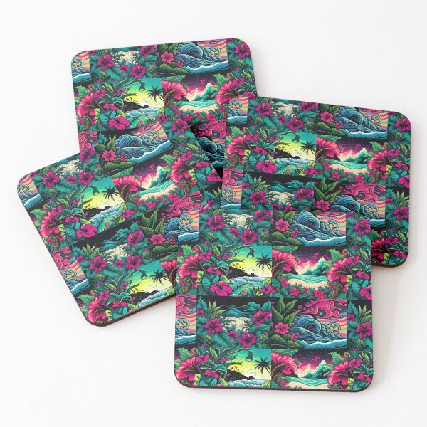 Item preview, Coloful vibrant tropics pattern reminiscent of 1960 - Boho tropical hippie designed and sold by Earth Nature Creations.