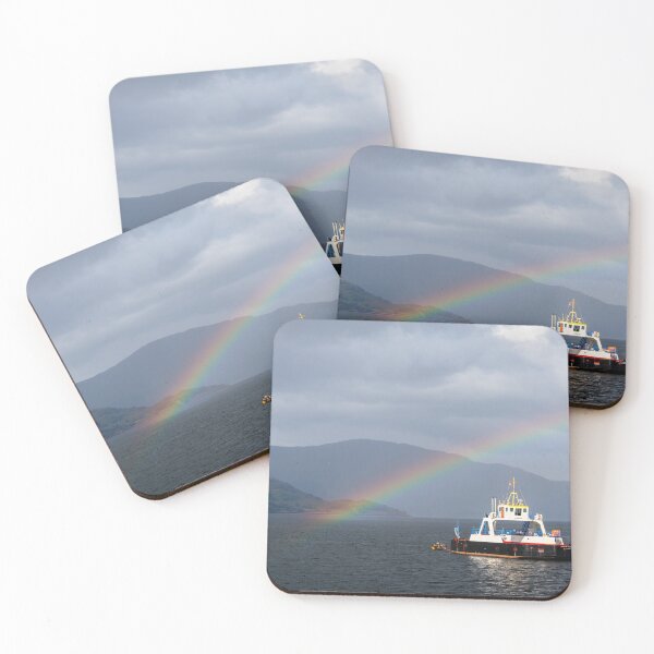 Item preview, Maid of Glencoul Ferry with a Rainbow in the Scottish Highlands designed and sold by vryandesigns.