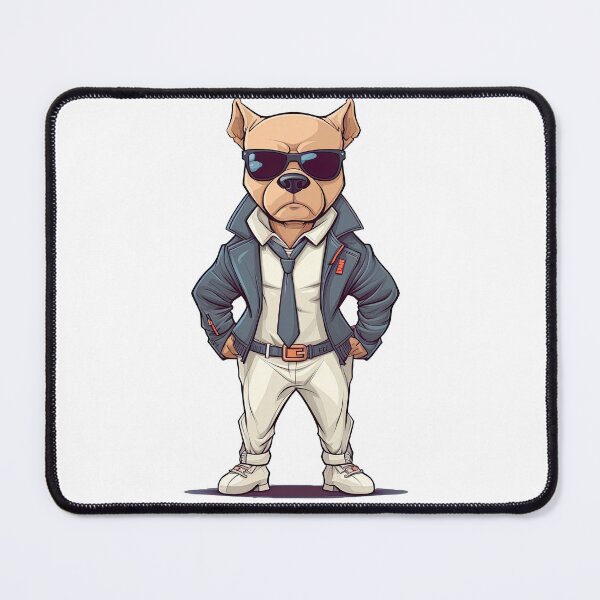 Item preview, Handsome Pitbull Dog Wearing Black Jacket designed and sold by MrBadDream.