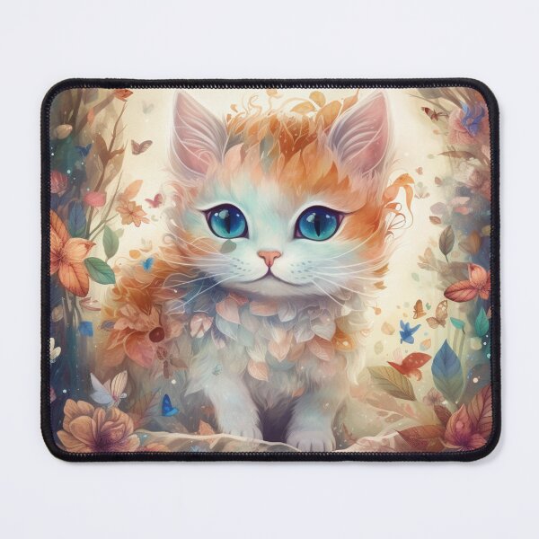 Item preview, Whimsical, blue-eyed ginger kitten designed and sold by AmityJamity.