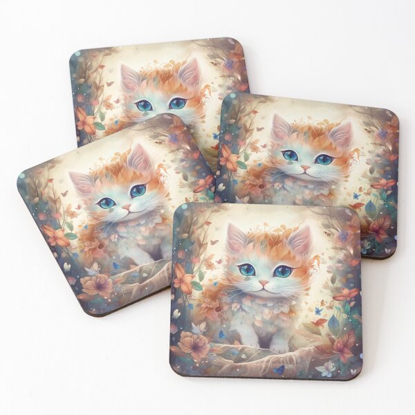 Item preview, Whimsical, blue-eyed ginger kitten designed and sold by AmityJamity.