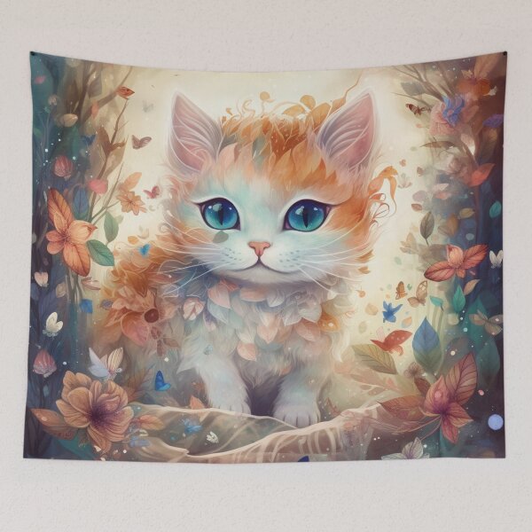 Item preview, Whimsical, blue-eyed ginger kitten designed and sold by AmityJamity.
