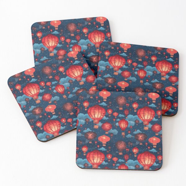 Item preview, Red Chinese Lanterns Floating in the Night Sky designed and sold by DarsanaCreation.