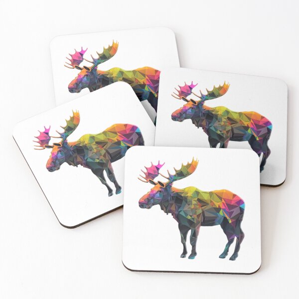 Item preview, abstract colorful low poly moose designed and sold by Picture-Art.