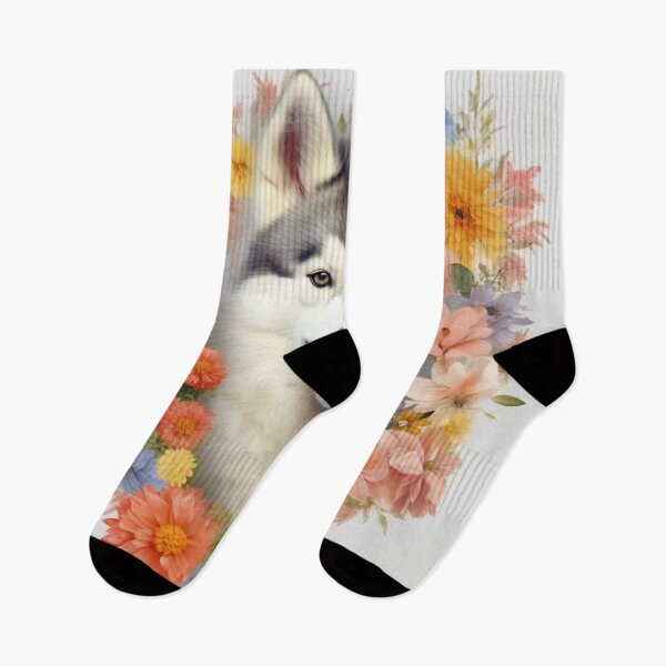 Item preview,  Husky Happy Cute Puppies and Flowers with Love designed and sold by BrandonArtWorld.