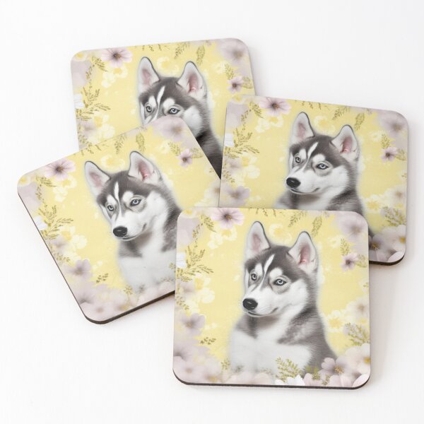 Item preview, Husky Happy Cute Puppies and Flowers with Love designed and sold by BrandonArtWorld.