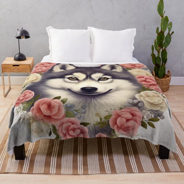 Item preview, Husky Happy Cute Puppies and Flowers with Love designed and sold by BrandonArtWorld.