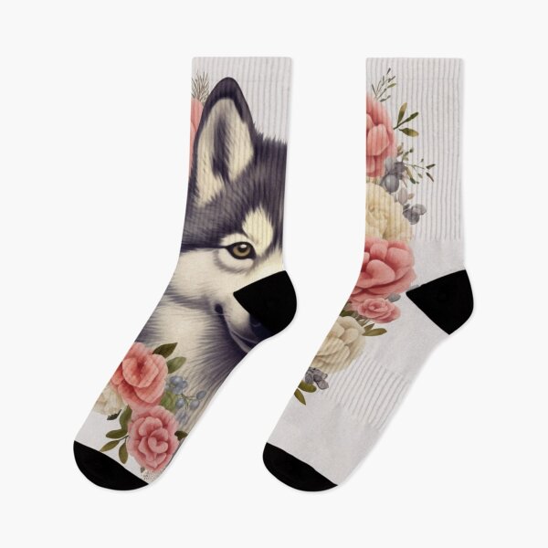Item preview,  Husky Happy Cute Puppies and Flowers with Love designed and sold by BrandonArtWorld.