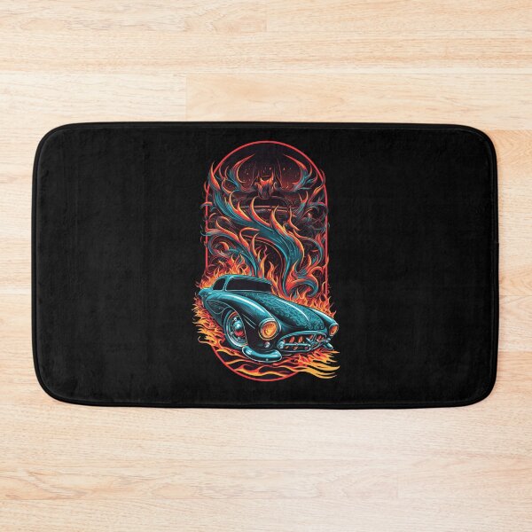 Item preview, American Hot Rod Retro Dark Blue Car amongFlames designed and sold by paulo silveira.