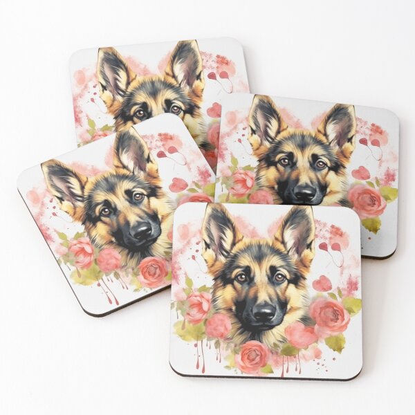 Item preview,  German Shepherd Happy Cute Puppies and Flowers with Love designed and sold by BrandonArtWorld.