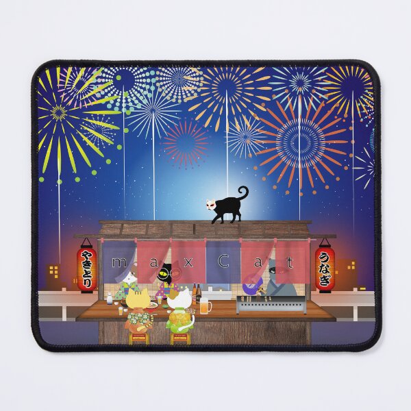 Item preview, Cats Enjoying Fireworks at a Yakitori and Kabayaki Stall designed and sold by edo-neko.