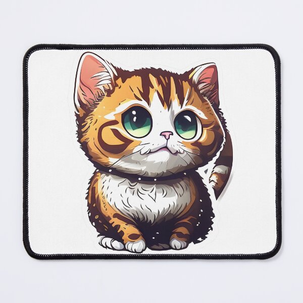 Item preview, Orange Anime Cat with Big Eyes designed and sold by SunobStickers.