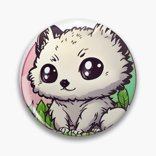 Item preview, White Furry Dog sitting on Leaves designed and sold by SunobStickers.