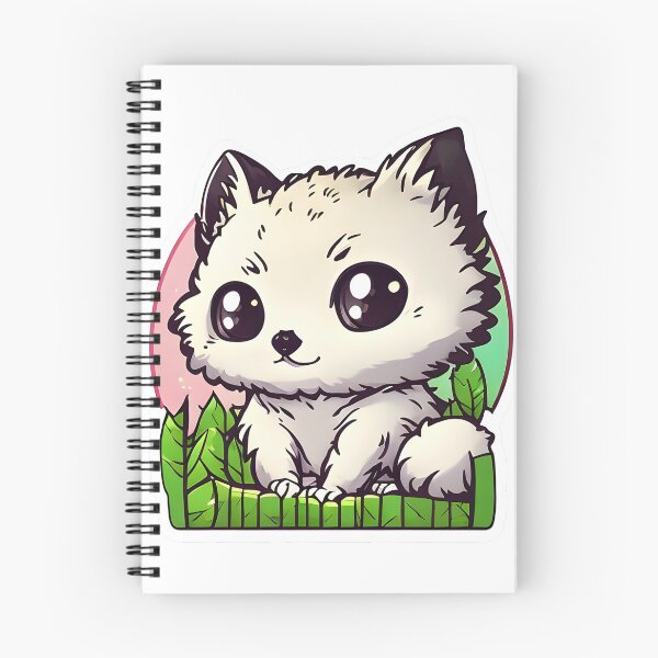 Item preview, White Furry Dog sitting on Leaves designed and sold by SunobStickers.