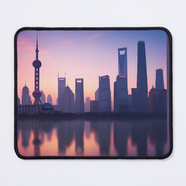 Item preview, SHANGHAI Sunrise cool cityscape graphic skyline poster designed and sold by LongVibes.