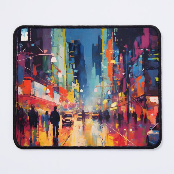 Item preview, Cityscape at Night Abstract Painting designed and sold by RayFineArt.