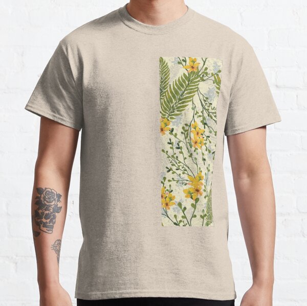 yellow and palm leaves botanical floral hand-painted watercolor with separate flower. Classic T-Shirt