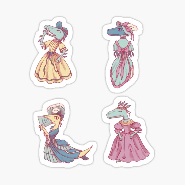 Victorian Velociraptor Fashion Plates Sticker