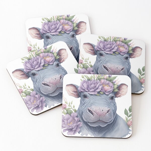 Item preview, Hippo with flower headband designed and sold by FuzzieIntuition.