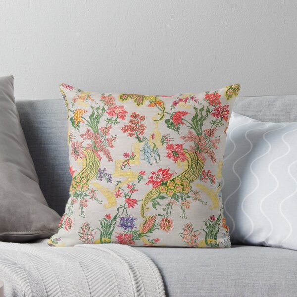 Vintage Eclectic Floral Tapestry Textile | P145 Throw Pillow
