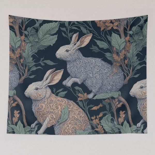Item preview, Vintage Rabbit Botanical Pattern In William Morris Style designed and sold by Zazizu.